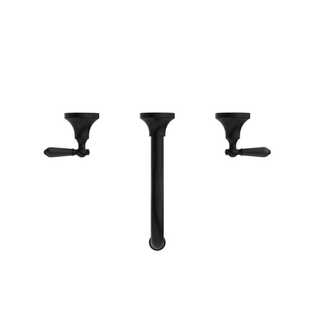 Buy Online Nero York Wall Basin Set With Metal Lever Matte Black NR692107a02MB - The Blue Space