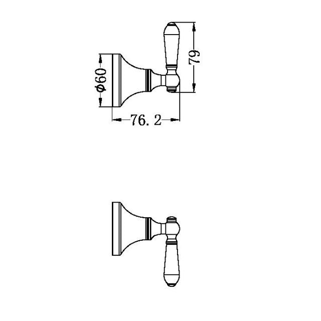 Technical Drawing Nero York Wall Top Assemblies With Metal Lever Matte Black NR692109b02MB - The Blue Space