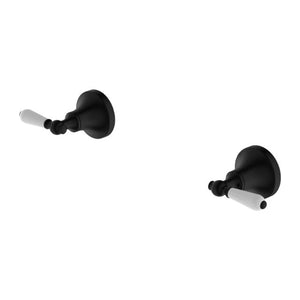 Nero York Wall Top Assemblies With White Porcelain Lever Matte Black