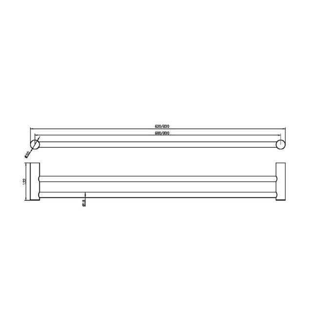 Nero Zen SS316L Double Towel Rail 800mm Graphite