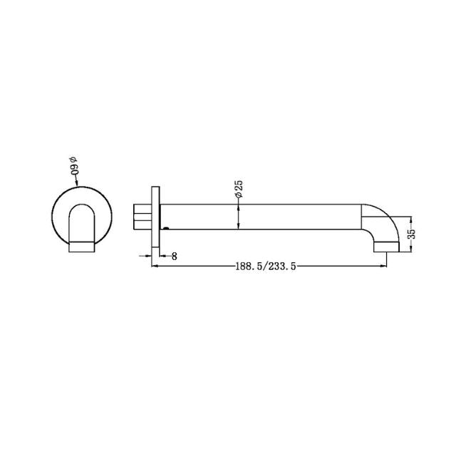 Nero Zen SS316L Round Basin/Bath Spout Only 185mm Brushed Bronze
