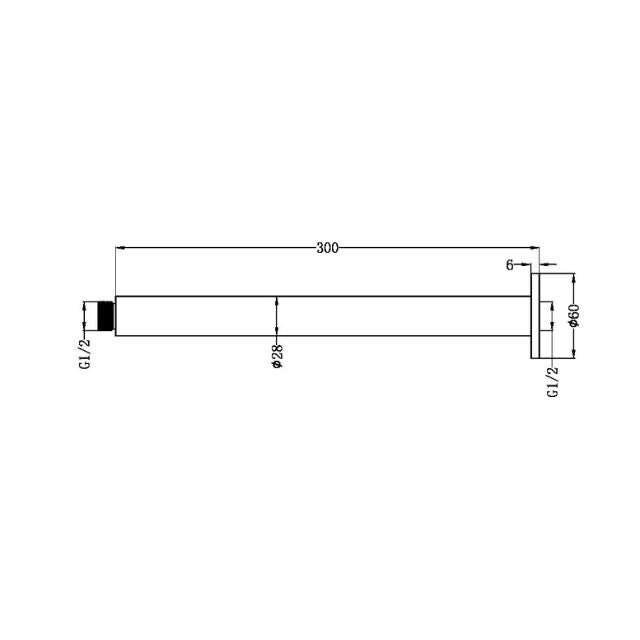 Nero Zen SS316L Round Ceiling Arm 300mm Length Graphite