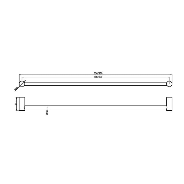 Nero Zen SS316L Single Towel Rail 800mm Graphite