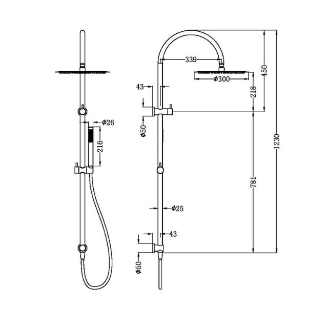 Nero Zen SS316L Twin Shower Brushed Gold