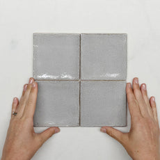 nickel grey dianna zellige brick bond vertical stack ceramic square tile - The Blue Space