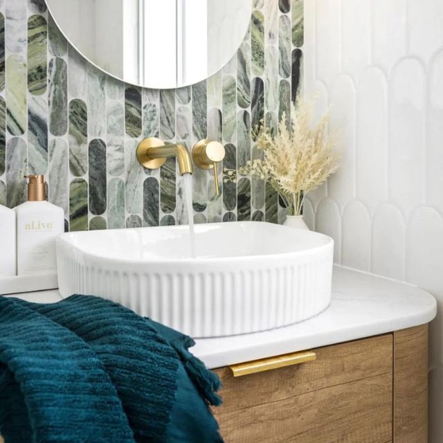 Otti Archie 415mm Fluted Above Counter Basin - Gloss White