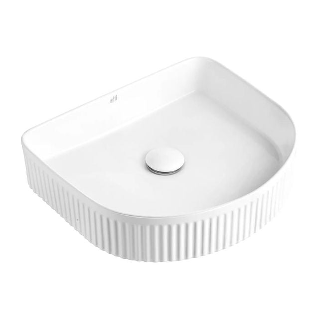 Otti Archie 415mm Fluted Above Counter Basin - Gloss White OT4136C