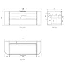 Technical Drawing Cabinet Otti Bondi 1200mm Wall Hung Curve Vanity Black Oak - The Blue Space
