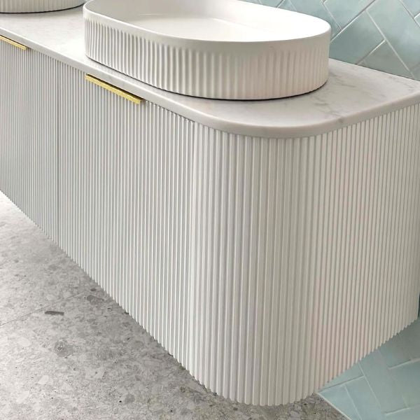 Otti Bondi Fluted Curved Wall Hung Vanity - White