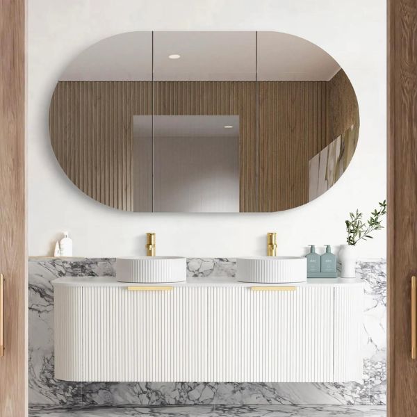 Otti Bondi Fluted Curved Wall Hung Vanity - White