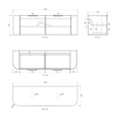 Technical Drawing Cabinet Otti Bondi 1500mm Wall Hung Curve Vanity Black Oak - The Blue Space