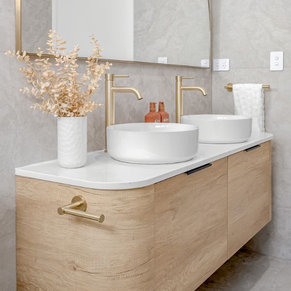 Otti Bondi Wall Hung Curve Vanity - Natural Oak
