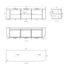 Technical Drawing Cabinet Otti Bondi 1800mm Wall Hung Curve Vanity Black Oak - The Blue Space