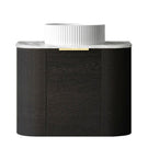 Otti Bondi 600mm Wall Hung Curve Vanity Black Oak with Natural Carrara Marble Stone Top