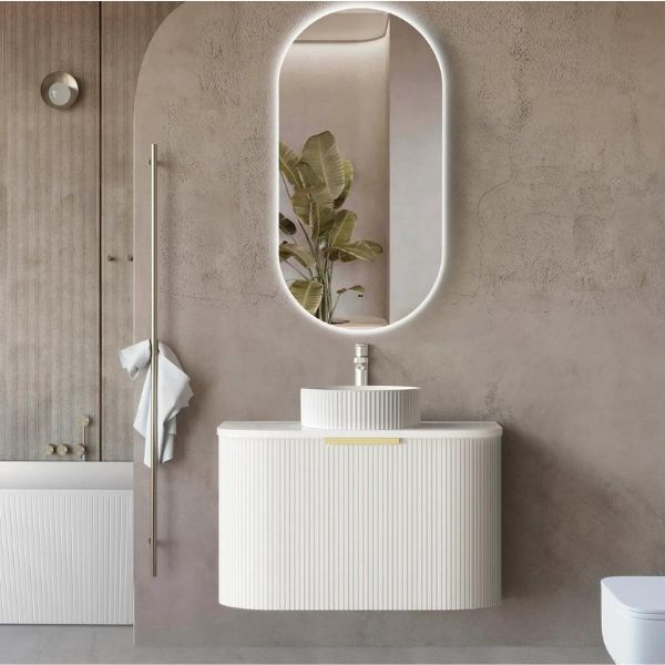 Otti Bondi Fluted Curved Wall Hung Vanity - White