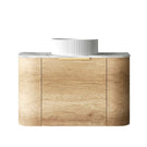 Otti Bondi 750mm Wall Hung Curve Vanity Natural Oak with Natural Carrara Marble Stone Top