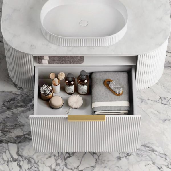 Otti Bondi Fluted Curved Wall Hung Vanity - White