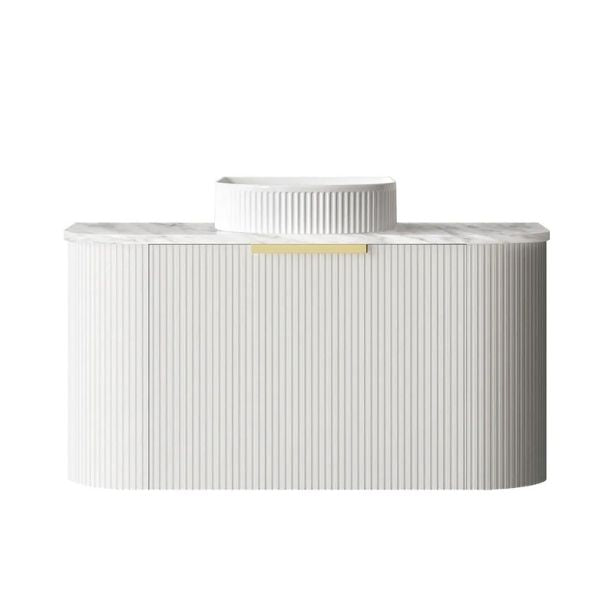 Otti Bondi Fluted Curved Wall Hung Vanity - White