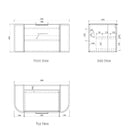 Technical Drawing Cabinet Otti Bondi 900mm Wall Hung Curve Vanity Black Oak - The Blue Space