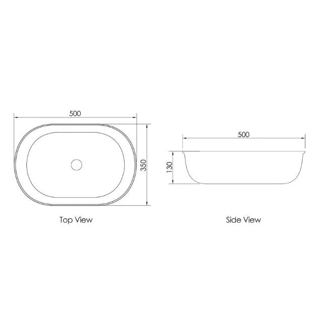 Otti Bronte Oval 500 x 350 Above Counter Basin - Gloss White