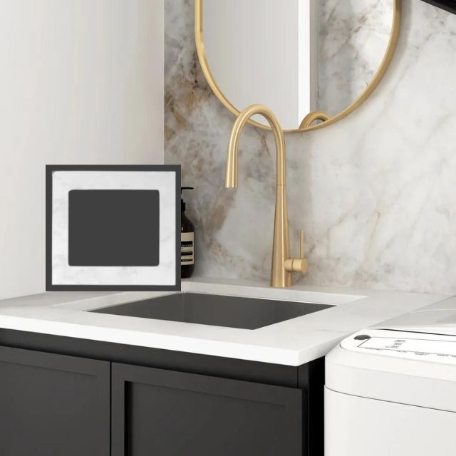 How do you get real storage into a tiny laundry without built-in cabinetry?