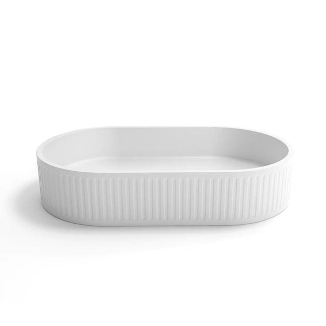 Otti Hudson 600mm Fluted Oval Above Counter Basin - White