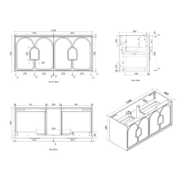 Otti Laguna Mk II Wall Hung Vanity in Matte White with Undermount Basin