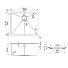 Technical Drawing Otti Laundry Tub Upgrade Gun Metal  M-CBS-810-52GM - The Blue Space