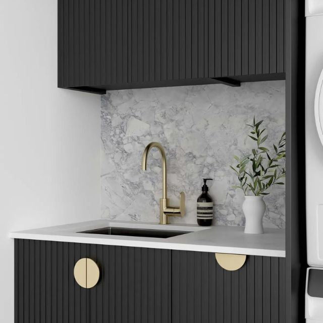 Buy Otti Marlo 1715mm Fluted Laundry Set C - Black - The Blue Space