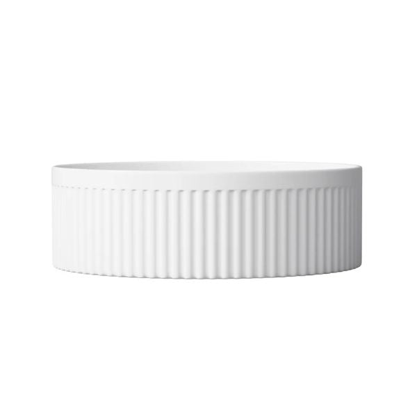 Otti Oxford 395mm Fluted Round Above Counter Basin - Gloss White