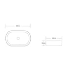Technical Drawing Otti Quay 500mm Oval Above Counter Basin - Carrara OT5035MCAR - The Blue Space