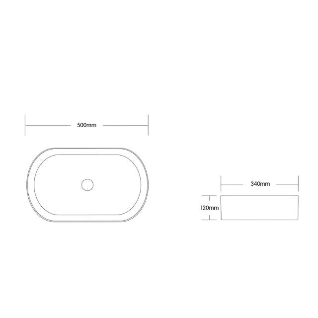 Otti Quay 500mm Oval Above Counter Basin - Carrara
