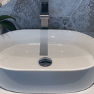 Otti Quay 500mm Oval Above Counter Basin - Gloss White OT5035 Animation - The Blue Space 