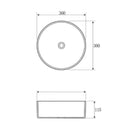 Technical Drawing Otti Radius 360mm Round Above Counter Basin - Carrara Matte Marble Look OT3600MCAR - The Blue Space