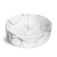 Otti Radius 360mm Round Above Counter Basin - Carrara Matte Marble Look OT3600MCAR