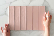 Pastel Pink Bella Subway Tile Gloss 65 x 265 x 6mm Ceramic - The Blue Space