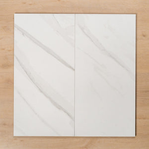 Perisher White Marble Matt Rectified Porcelain Tile 300x600mm