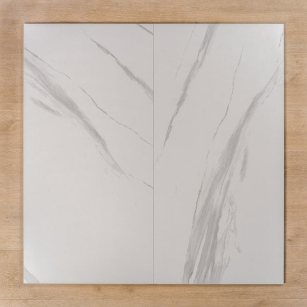 Perisher White Marble Matt Rectified Porcelain Tile 600x1200mm