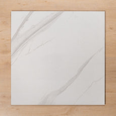 Perisher White Marble Polished Rectified Porcelain Tile 600x600mm - The Blue Space