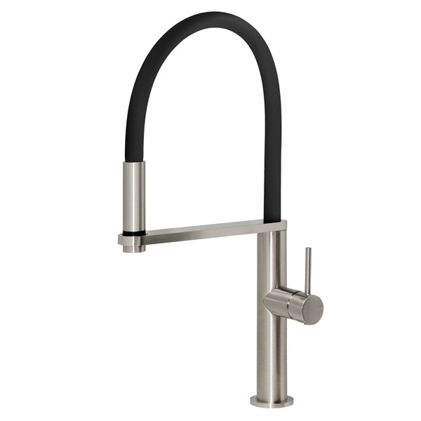 Phoenix Blix Flexible Hose Sink Mixer Tap (Round) Brushed Nickel - The Blue Space