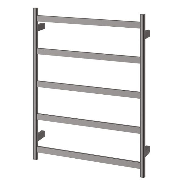 Phoenix Five Flat Bar Heated Towel Ladder 550mm x 740mm - Brushed Carbon - 652-8750-31