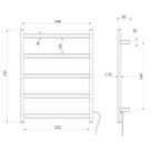 Phoenix Five Flat Bar Heated Towel Ladder 550mm x 740mm - Brushed Gold - 652-8750-12 - Technical Drawing