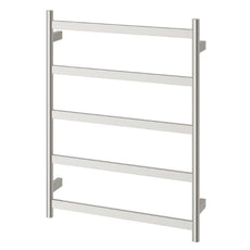 Phoenix Five Flat Bar Heated Towel Ladder 550mm x 740mm - Brushed Nickel - 652-8750-40