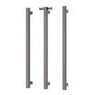 Phoenix Heated Triple Towel Rail Square 800mm - Brushed Carbon with Vertical Rail Hook Square