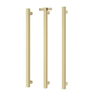 Phoenix Heated Triple Towel Rail Square 800mm - Brushed Gold with Vertical Rail Hook Square