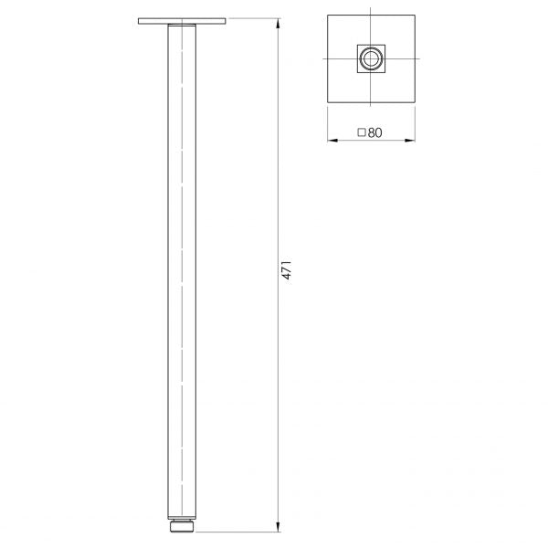 Technical Drawing - Phoenix Lexi Ceiling Arm Only 450mm - Brushed Carbon
