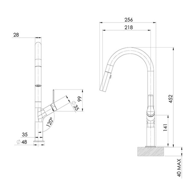 Phoenix Linq Pull Out Sink Mixer Stainless Steel