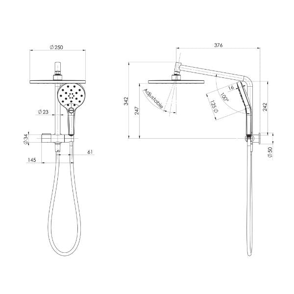 Phoenix Ormond Compact Twin Shower - Chrome