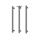 Phoenix Heated Triple Towel Rail Round 600mm - 650-8762-31 - Brushed Carbon with Vertical Rail Hook  