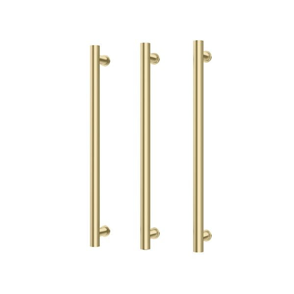 Phoenix Heated Triple Towel Rail Round 600mm - Brushed Gold